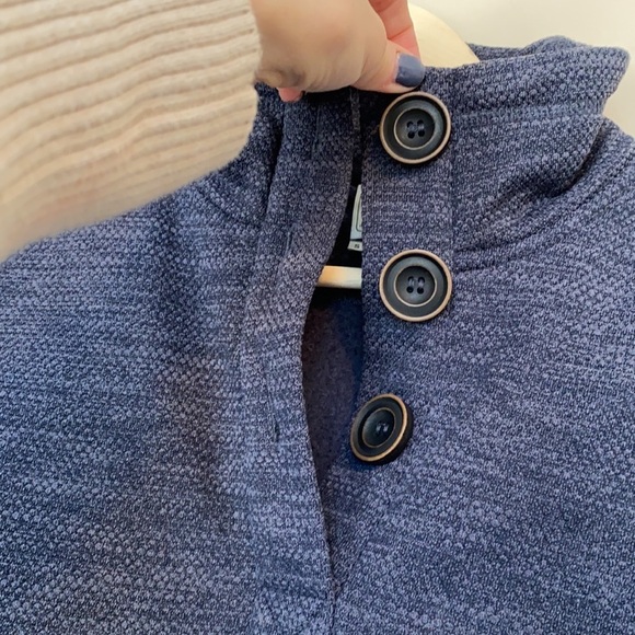Avalanche Heathered Navy Cozy Quarter Button Sweater sz Small - Picture 3 of 11